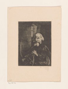 座っている老人 作： Johannes Driesch (signed by artist)