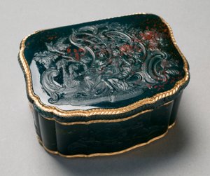 カール・グスタフ・クリングステット（1657-1734）が描いた嗅ぎタバコの箱、1750年頃（金で彫られたブラッドストーン） 作： Johannes George (attr. to) Klette
