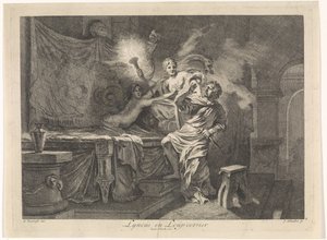セレスはトリプトレモスが殺されるのを防ぎます Lyncus と Loup-cervier (オブジェクトのタイトル) 聖書、神話、寓話のシーン（シリーズタイトル）