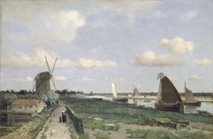 ハーグ近くのトレクリエ運河の眺め、1870年 作： Johannes Hendrik Weissenbruch