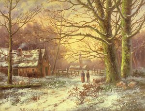 冬の村の前の道の数字 作： Johannes Hermann Barend Koekkoek