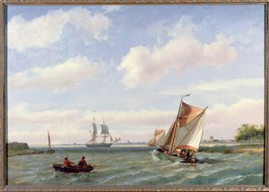 河口の漁船 作： Johannes Hermann Barend Koekkoek