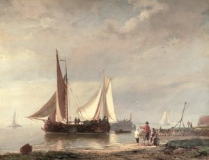 ハーバーシーン（油） 作： Johannes Hermann Barend Koekkoek