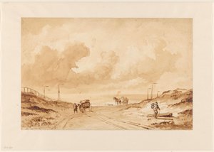 砂丘と海の間の道のある風景 作： Johannes Hermanus Barend Koekkoek