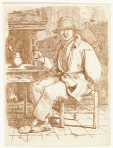 グラスを手に微笑む男性 作： Johannes Huibert Prins