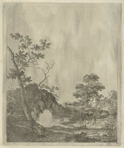 川に牛がいる風景 作： Johannes Janson
