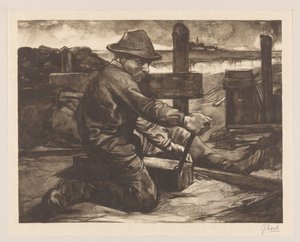 レンチを持つ労働者 作： Johannes Josephus Aarts (signed by artist)
