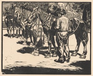 広場で馬に乗る 作： Johannes Josephus Aarts (signed by artist)