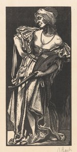 リュートを持つ女性 作： Johannes Josephus Aarts (signed by artist)
