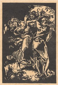 ブドウの房とサテュロスを持って踊る女性 作： Johannes Josephus Aarts