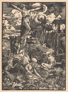 丘陵風景の中で十字架につけられた男 作： Johannes Josephus Aarts