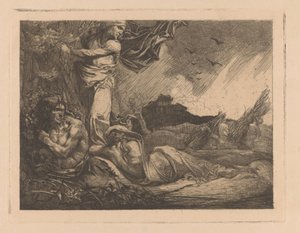 麦畑、死神、サテュロス、女性像のある風景 作： Johannes Josephus Aarts