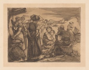 丘陵地帯の男性、女性、子供 作： Johannes Josephus Aarts