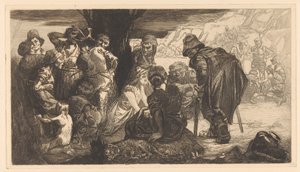 木のそばの男性、女性、子供たち 作： Johannes Josephus Aarts