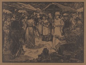 男性と女性の市場シーン 作： Johannes Josephus Aarts