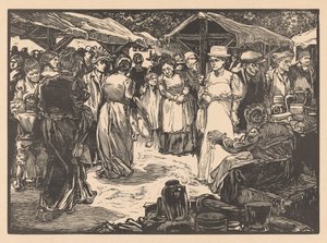 男性と女性の市場シーン 作： Johannes Josephus Aarts