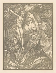 ペルセウスと海の怪物 オランダ紙に印刷されたペルセウスとドラゴン 作： Johannes Josephus Aarts
