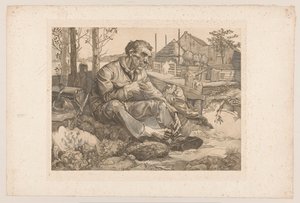 農場で休む男 作： Johannes Josephus Aarts