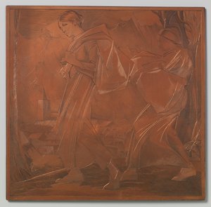 バッグを背負った二人の女性 作： Johannes Josephus Aarts