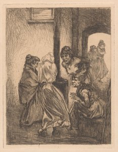 ストーブの周りに群がる 4 人の女性 作： Johannes Josephus Aarts