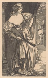 路上でリュートを持つ女性 作： Johannes Josephus Aarts