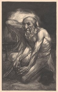 翼を持つひげを生やした座っている男 作： Johannes Josephus Aarts