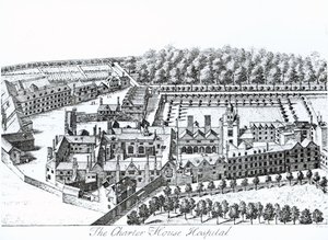 チャーターハウス病院、1720年頃 作： Johannes Kip