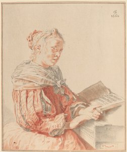 キーボードを弾く少女（1767年 作： Johannes Kornlein
