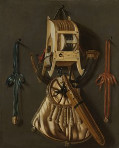 狩猟道具のある静物