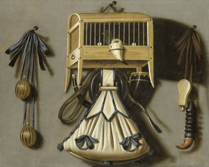 狩猟道具のある静物 作： Johannes Leemans