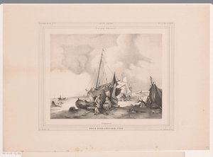 ボートと人がいるオランダの海岸 オランダの海岸 (オブジェクトのタイトル) 作： Johannes Lodewijk Riedel