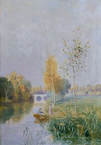 川の風景の中の人々 作： Johannes Martin Grimelund