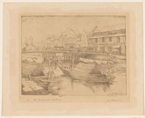 東ジャワのスラバヤの下町にある赤い橋 作： Johannes Nicolaas
