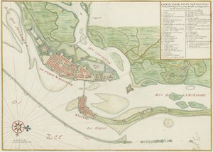 17世紀のレシフェ（ブラジル）市の水彩チャート 作： Johannes Vingboons