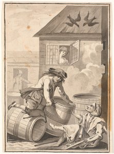 イェンス・ブロックとグニルド。 Ludvig Holberg のイラスト: Peder Paars 1772. (2 冊目、3 曲目) 作： Johannes Wiedewelt