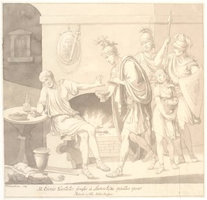 「M. Curius Dantatus foragter de Samnitiske Gesanters Gaver./ Plutach: in vita. Cato the Censor.」 作： Johannes Wiedewelt