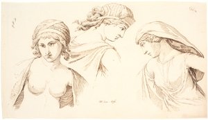 3 つの古典的な女性の頭 作： Johannes Wiedewelt