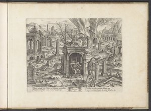80歳から死亡までの年齢; 破滅 5.ルイネ（オブジェクトのタイトル） Six Ages of Man / Six Orders of Building (シリーズタイトル) Theatrum Vitæ Humanæ (シリーズタイトル) 作： Johannes Wierix