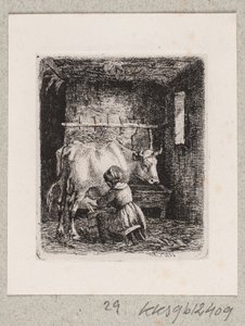 牛の乳を搾る女の子 作： Johannes Wilhelm Zillen
