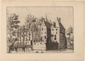 リフト橋のある城 作： Johannes and Lucas van Doetechum after Master of the Small Landscapes