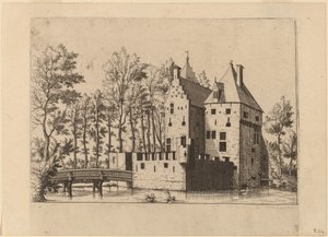 リフト橋のある城 作： Johannes and Lucas van Doetechum after Master of the Small Landscapes