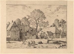 ドローウェルのある農場 作： Johannes and Lucas van Doetechum after Master of the Small Landscapes