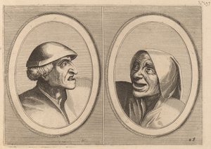 「泥棒のようなTijs」と「Sneeze Rinse-the-Nap」 作： Johannes and Lucas van Doetechum after Pieter Bruegel the Elder