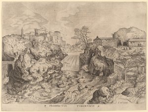 Prospectus Tyburtinus (テヴェレ川の眺め) 作： Johannes and Lucas van Doetechum after Pieter Bruegel the Elder