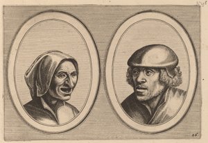 「ヴェルニームの女」と「ハンス・デ・プリュム・ストライカー」 作： Johannes and Lucas van Doetechum after Pieter Bruegel the Elder