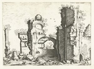 遺跡の眺め、おそらくカラカラ浴場 ローマ時代の遺跡、1561年（シリーズタイトル） 作： Johannes of Lucas van Doetechum (attributed to)