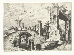 ローマのパラティーノの丘の遺跡の眺め ローマ時代の遺跡、1561年（シリーズタイトル） 作： Johannes of Lucas van Doetechum (attributed to)