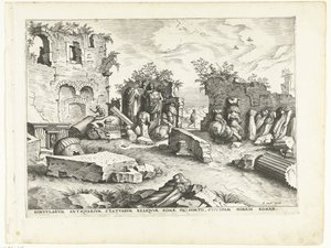 アンティークの彫像の断片がある庭園 ローマ時代の遺跡、1561年（シリーズタイトル）