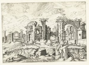 パラティーノの丘の遺跡の第 4 ビュー ローマ時代の遺跡、1561年（シリーズタイトル） 作： Johannes of Lucas van Doetechum (attributed to)