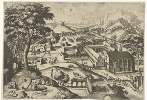 聖ジェロームのある風景 砂漠のヒエロニムス (オブジェクトのタイトル) キリスト教の物語のある風景（シリーズタイトル） 作： Johannes of Lucas van Doetechum